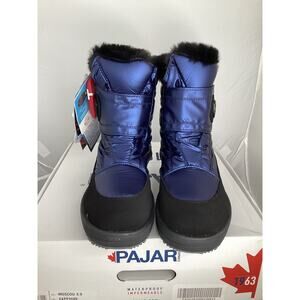 PAJAR Women’s Moscou 3.0 Snow Boots Size US 7 EU 38 Blue Ice Grippers Waterproof
